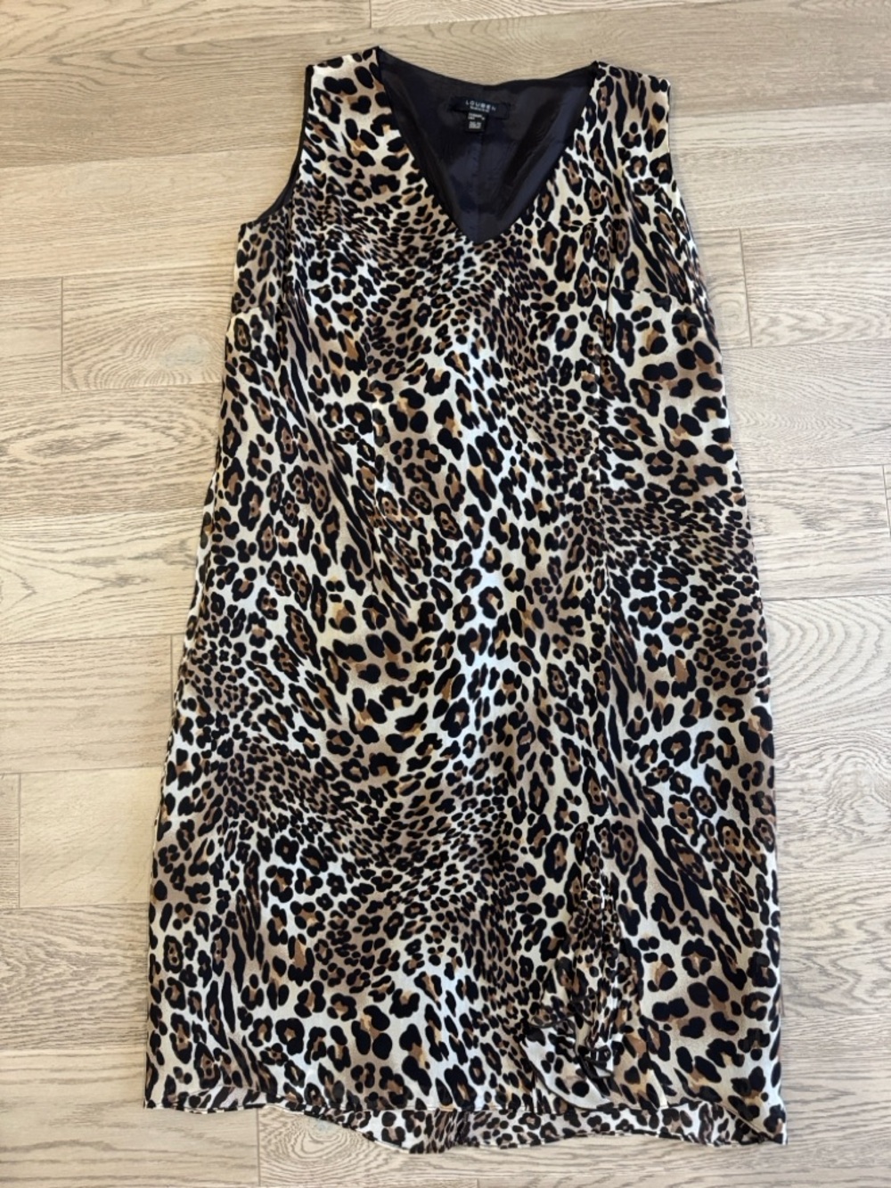 LOUBEN Leopard Print V-Neck Sleeveless Dress -16